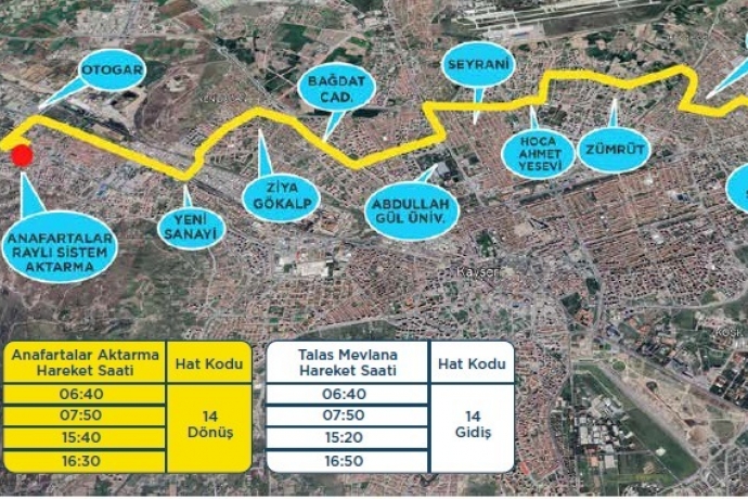 Kayseri'de Toplu Ulamda Deiiklik var. Yeni evresel Hat Hizmete Balyor
